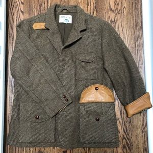 Vintage Orvis men's wool and leather jacket